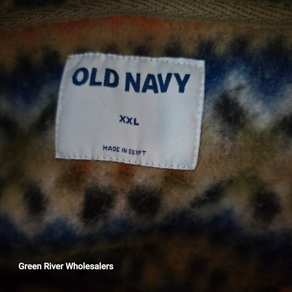 Old Navy Mens XXL Fair Isle Sherpa Fleece Quarter Zip Pullover Geometric Tan - Picture 5 of 5